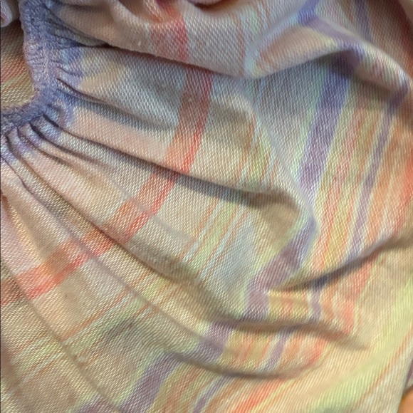 Bonnie Jean size 4 Pastel Striped Dress with Ruffled  shoulders and Keyhole Bow - Picture 5 of 7